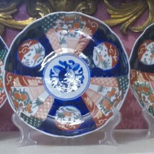 Conjunto de 3 Pratos Japoneses Imari com Decoração Radial