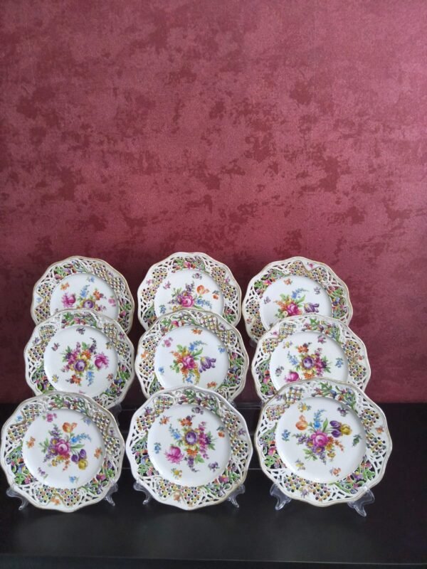 Conjunto de 9 Pratos Schumann Bavaria Chateau Dresden
