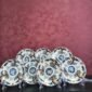 Conjunto de 7 Pratos Japoneses Imari com Borda Recortada