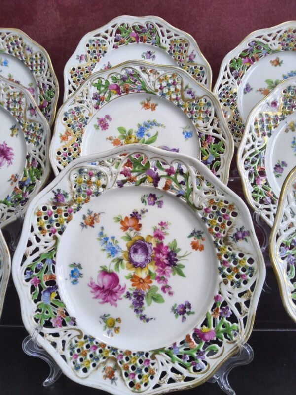 Conjunto de 9 Pratos Schumann Bavaria Chateau Dresden